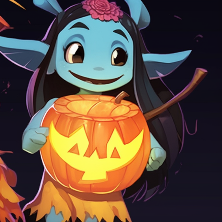 Lilo and Stitch standing back to back, a creepy haunted house in the background. spooky lilo and stitch matching pfp pfp for discord.