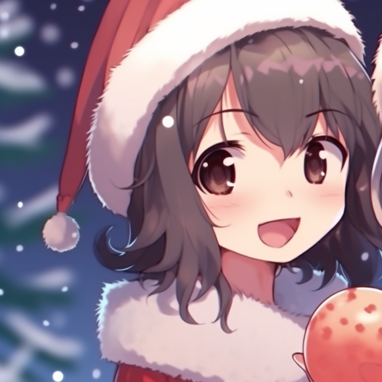Close-up of two characters, fine details and warm, muted tones, sharing a scarf. the best matching cute aesthetic christmas pfp for use pfp for discord.