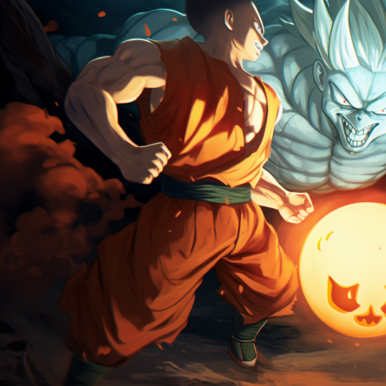 Goku and Gohan mid-Kamehameha, a spooky twist with a ghost-like aura, cool color tones making the characters look ethereal. dragon ball halloween matching pfp theme pfp for discord.