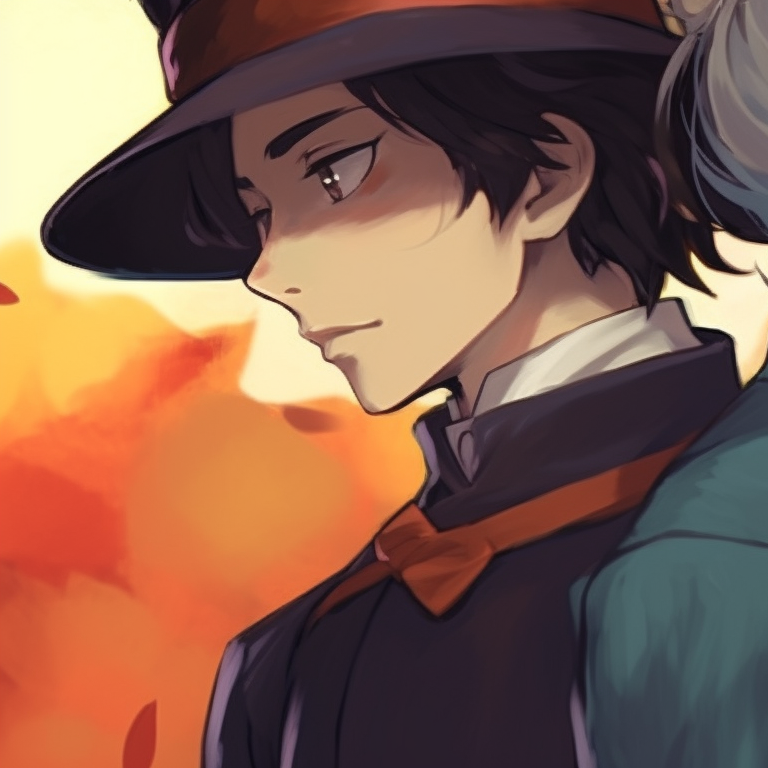 Howl in bird form with Sophie, intense color contrasts and elements of horror howl's moving castle halloween matching pfp ideas pfp for discord.