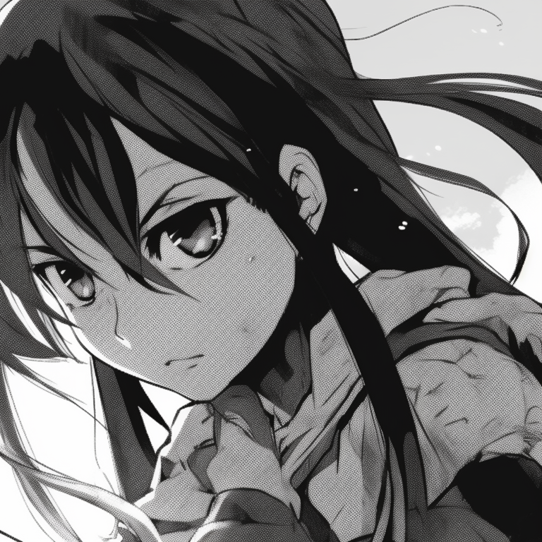 Two characters in meditative poses, minimalist detail, locked in silence. black and white matching pfp anime styles pfp for discord.