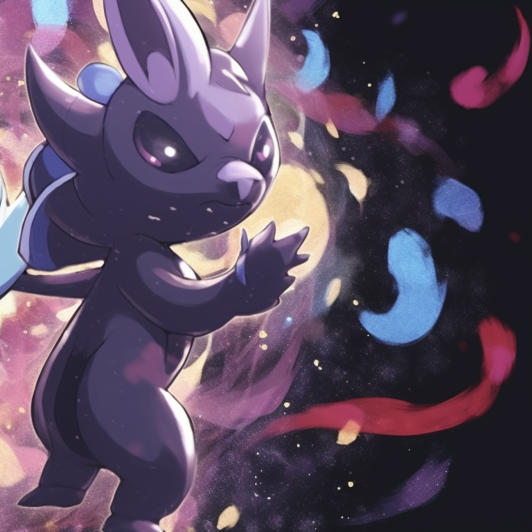 Mewtwo and Mew in mirrored poses, intense auras with space theme. versatile pokemon matching pfp pfp for discord.