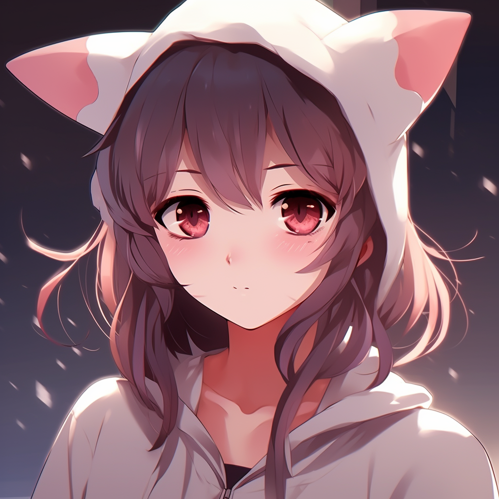 Cute anime girl dressed as a cat, focus on the fine detail and soft shading. anime cute pfp for girls