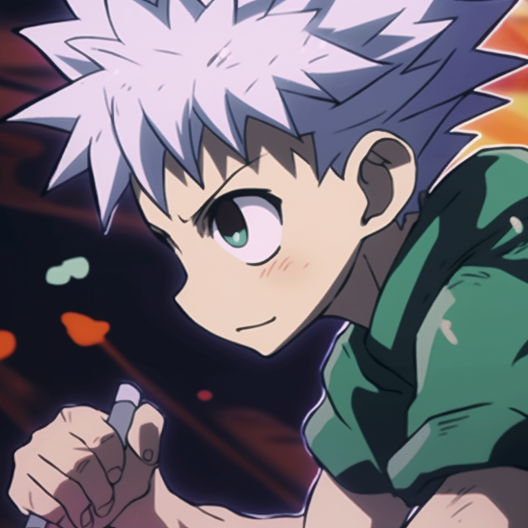 Gon and Killua in casual attire, relaxed posture with calming colors. manga gon and killua matching pfp pfp for discord.