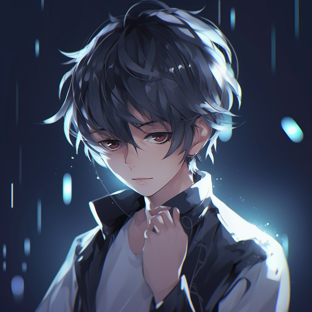 Anime profile featuring neon-color accents and futuristic backdrop. anime pfp boy styles
