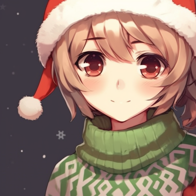 Two characters in winter clothing, standing amidst a snowy landscape with soft and subtle shading highlights. christmas themed matching discord pfp for girls pfp for discord.