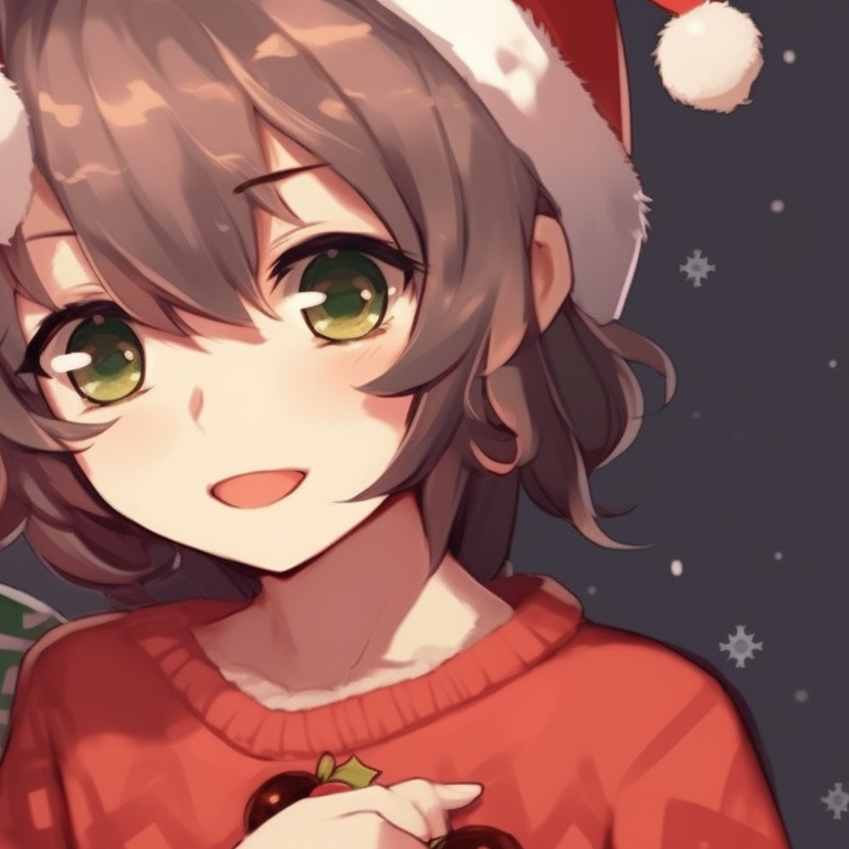 Two characters in winter clothing, standing amidst a snowy landscape with soft and subtle shading highlights. christmas themed matching discord pfp for girls pfp for discord.