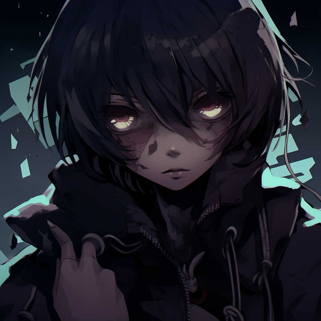 Monochrome depiction of an emo anime boy, striking black and white contrasts. cute emo pfp anime gallery