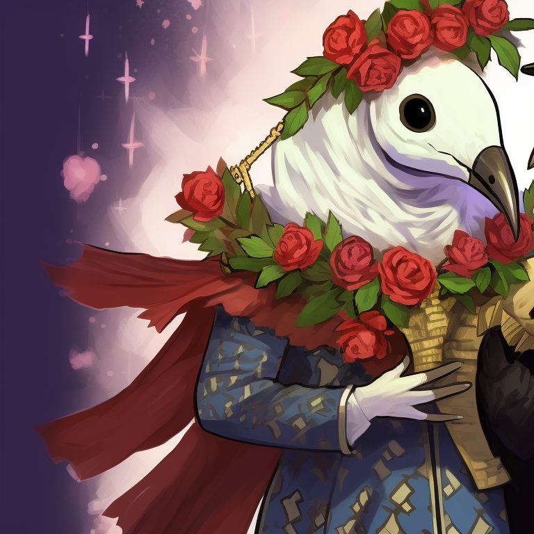 Two plague doctors, rich colors and intricate shading, exchanging a gift wrapped with a bow. matching plague doctor pfp christmas edition pfp for discord.