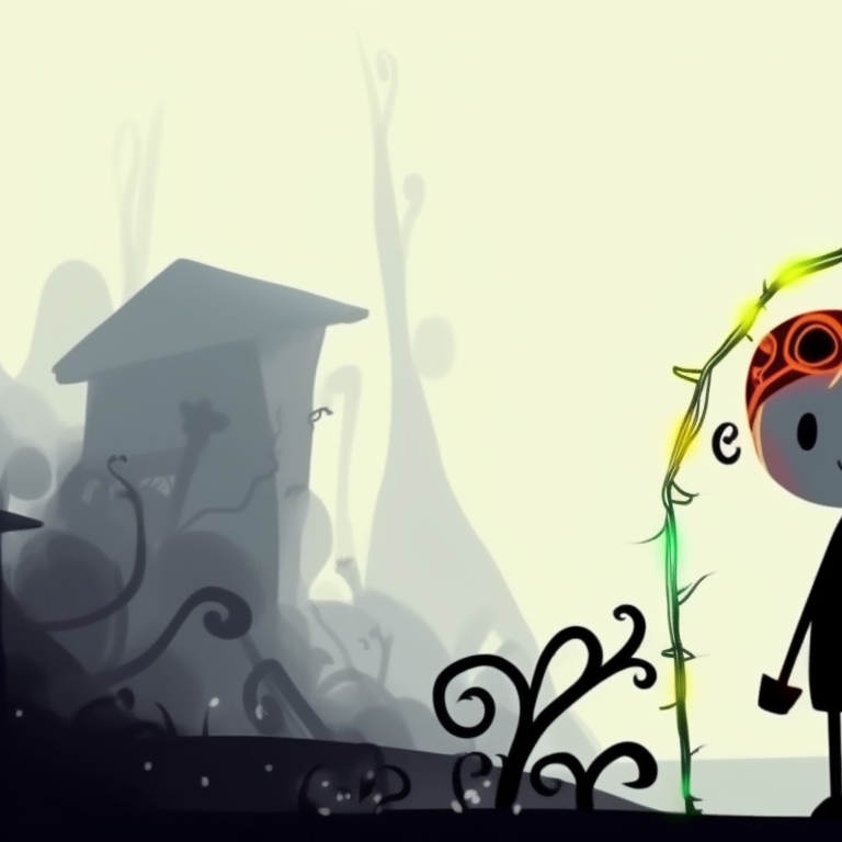 Two stickman characters amidst a graveyard, detailed tombstones and eerie fog effects, walking hand in hand. halloween themed stickman pfp pfp for discord.