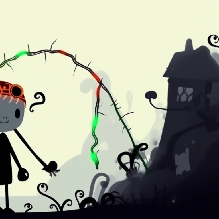 Two stickman characters amidst a graveyard, detailed tombstones and eerie fog effects, walking hand in hand. halloween themed stickman pfp pfp for discord.