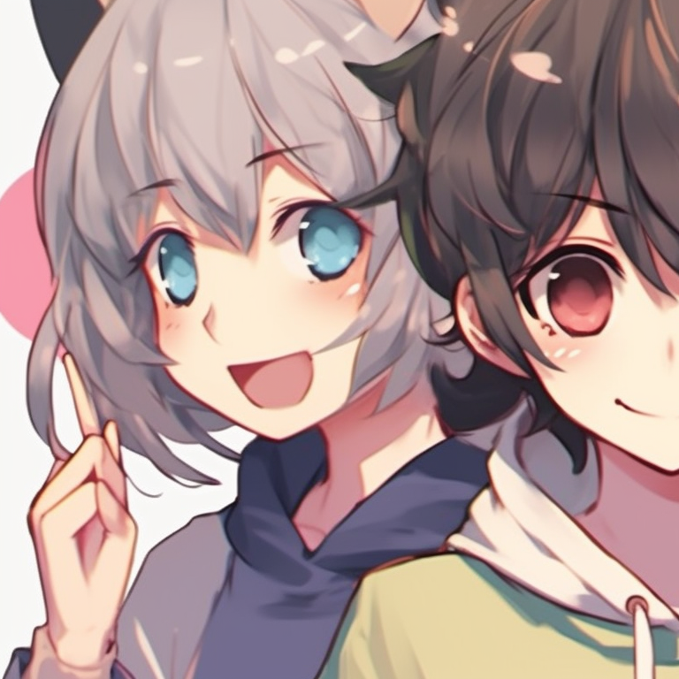 Three characters, soft colors and cute expressions, standing in a group. adorable trio pfp matching pfp for discord.