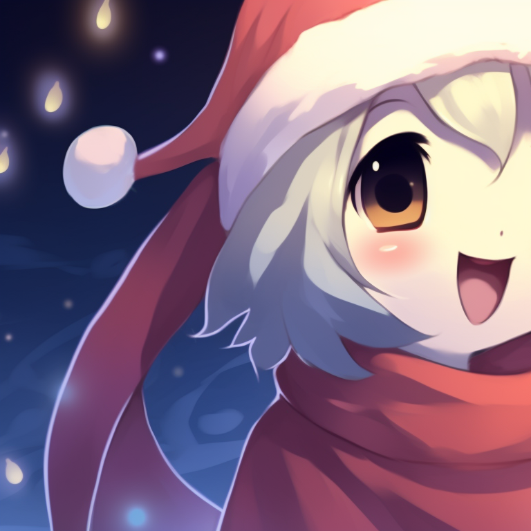 Two ghost characters, gleefully tangled in Christmas tinsel with twinkling lights reflecting off them. animated matching christmas pfp ghost moments pfp for discord.