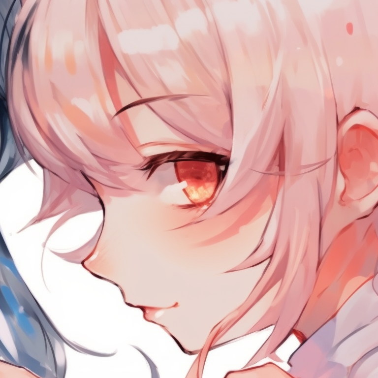 Two cheerful characters, rainbow-like colors and sparkly effects, hands intertwined. vibrant anime girl matching pfp pfp for discord.