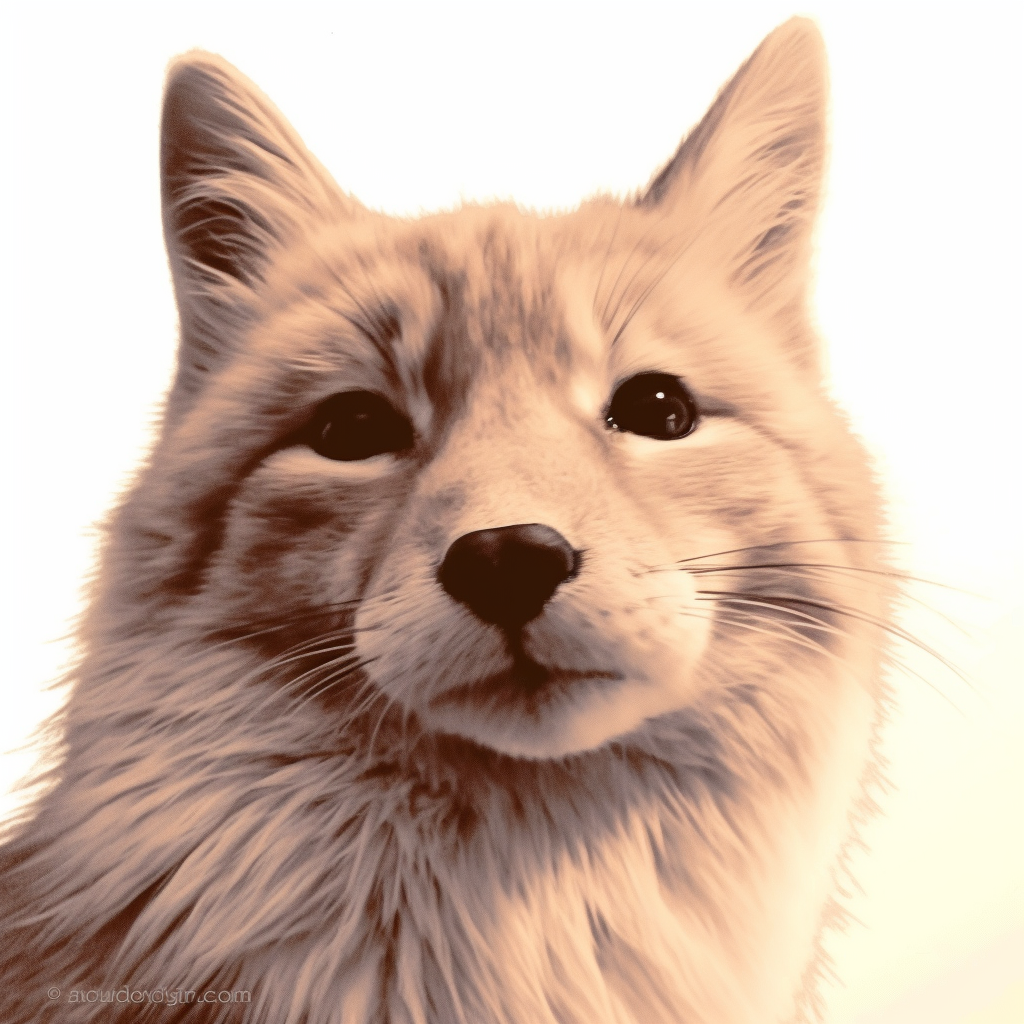 Pure white fox, unique light colors palette and stark contrast to background. hand-drawn animal pfp