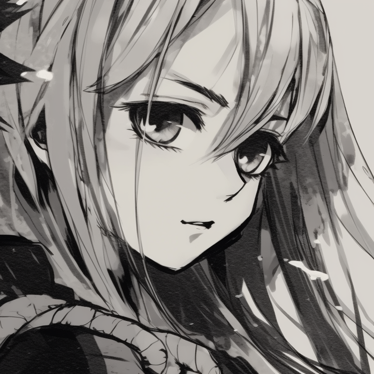 Two characters, striking visual of cooling embers, dark outlines and detailed textures. black and white matching pfp anime styles pfp for discord.