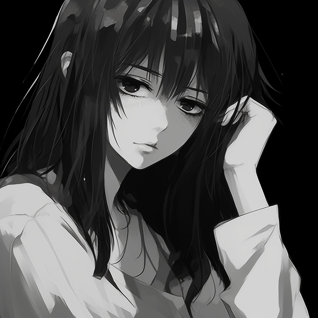 Existential anime character, minimalist art and highly detailed face. unique depressed anime pfp compilations