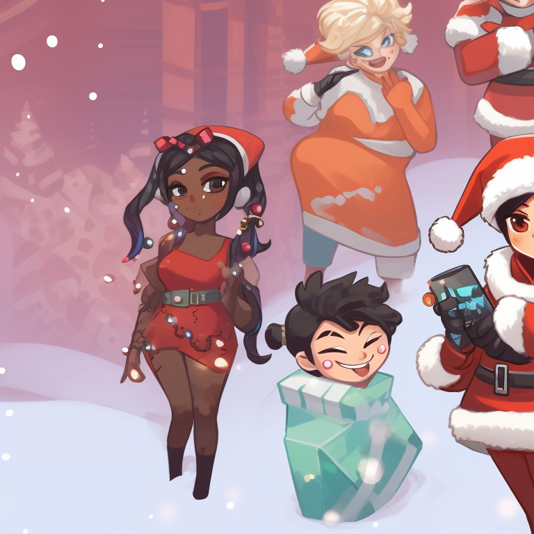 Two characters embroiled in a frosty faceoff, equipped with holiday themed weapons valorant festive season matching pfp pfp for discord.