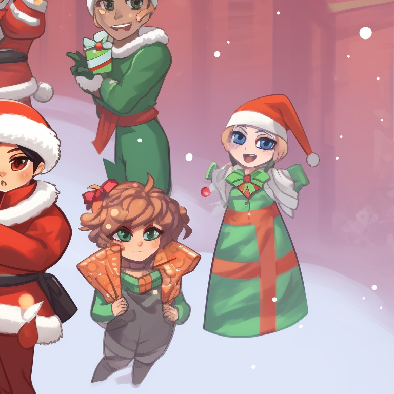 Two characters embroiled in a frosty faceoff, equipped with holiday themed weapons valorant festive season matching pfp pfp for discord.