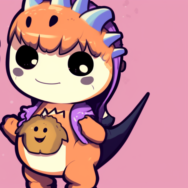 Two dinosaurs trick or treating, cute character design and bold lines. unique dino matching pfp halloween theme pfp for discord.