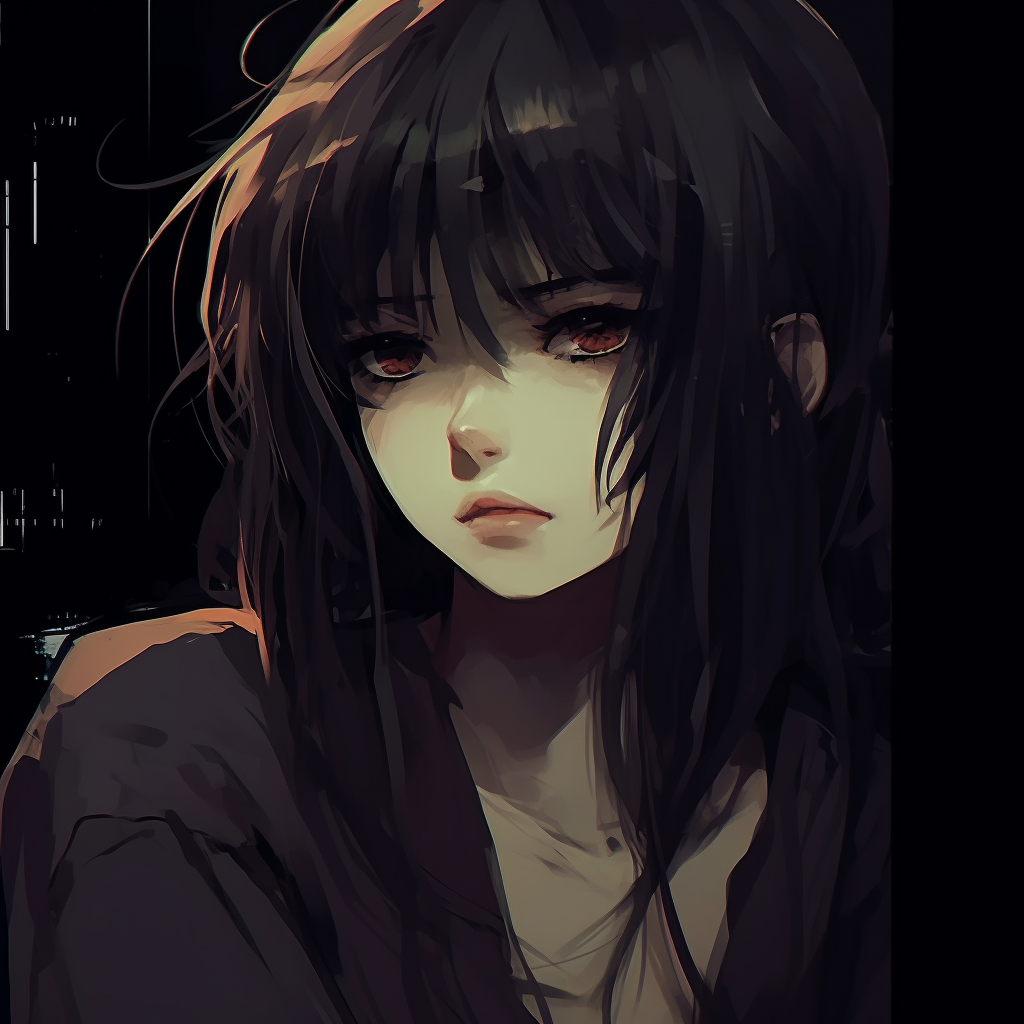 Detailed close-up of a saddened anime eye, painterly style, and vivid colors. artistic sad anime pfpHD, free download