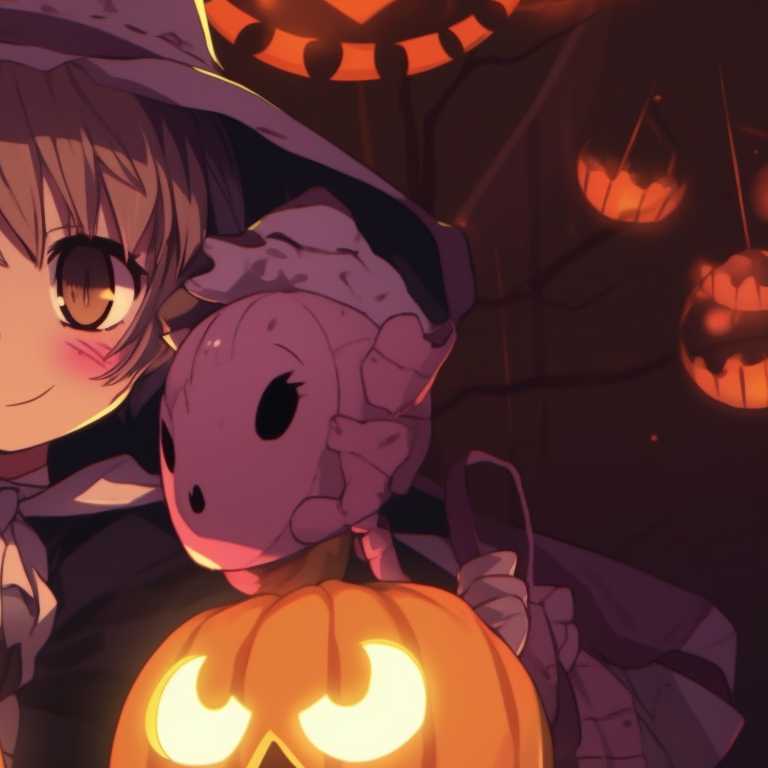 Two characters, sinister expressions and dark tones, lurking in an eerie graveyard. animated halloween-themed anime pfp gifs pfp for discord.