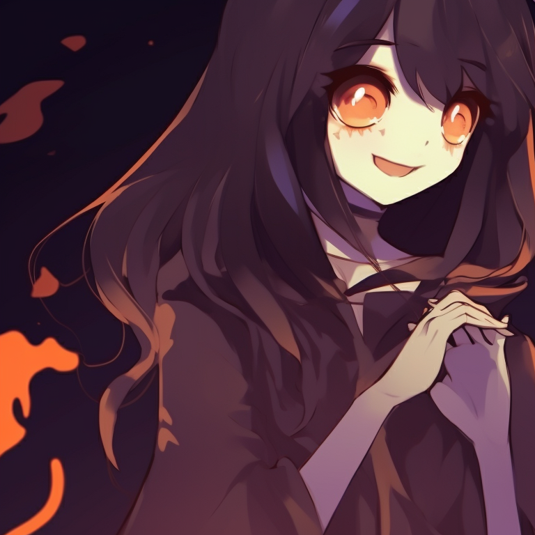 Two characters in witch and warlock outfits, vibrant hues and spooky scenery. fresh couples matching pfp halloween theme designs pfp for discord.