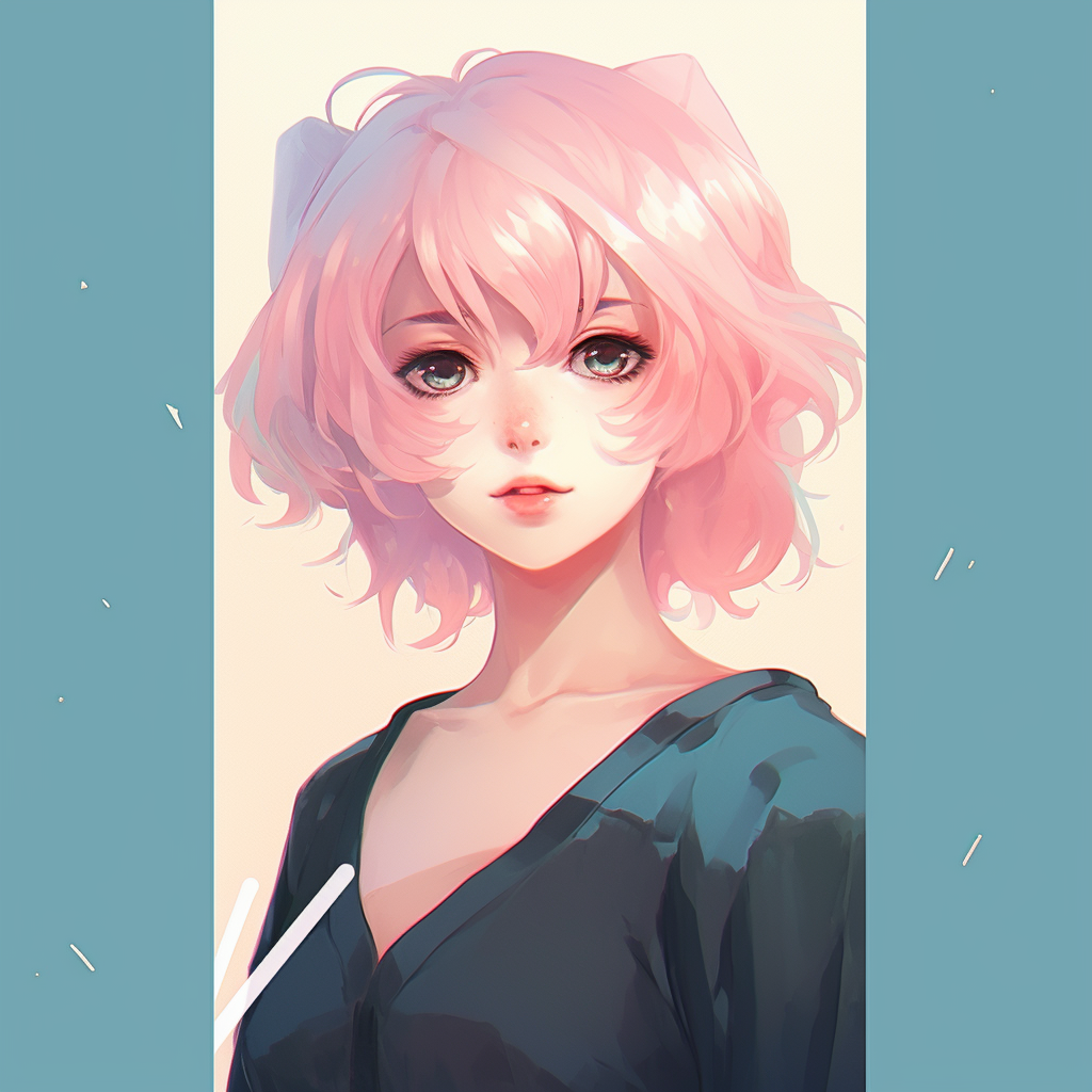 Anime character set against a calming pastel background with emphasis on eyes. aesthetic pfp in anime style