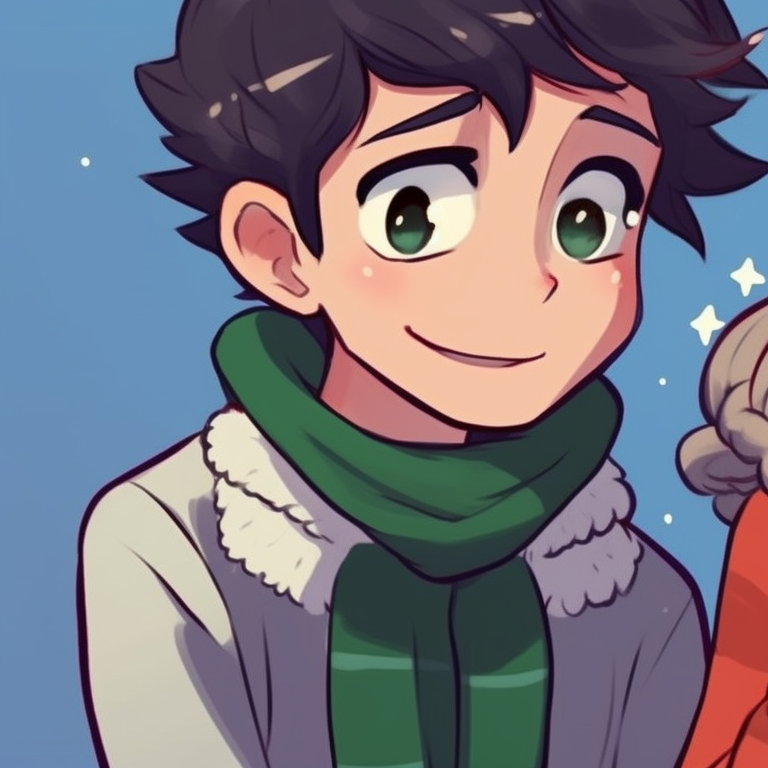 Two characters sharing a Christmas cake, detailed background with warm light. trending matching shen comix pfp christmas pfp for discord.