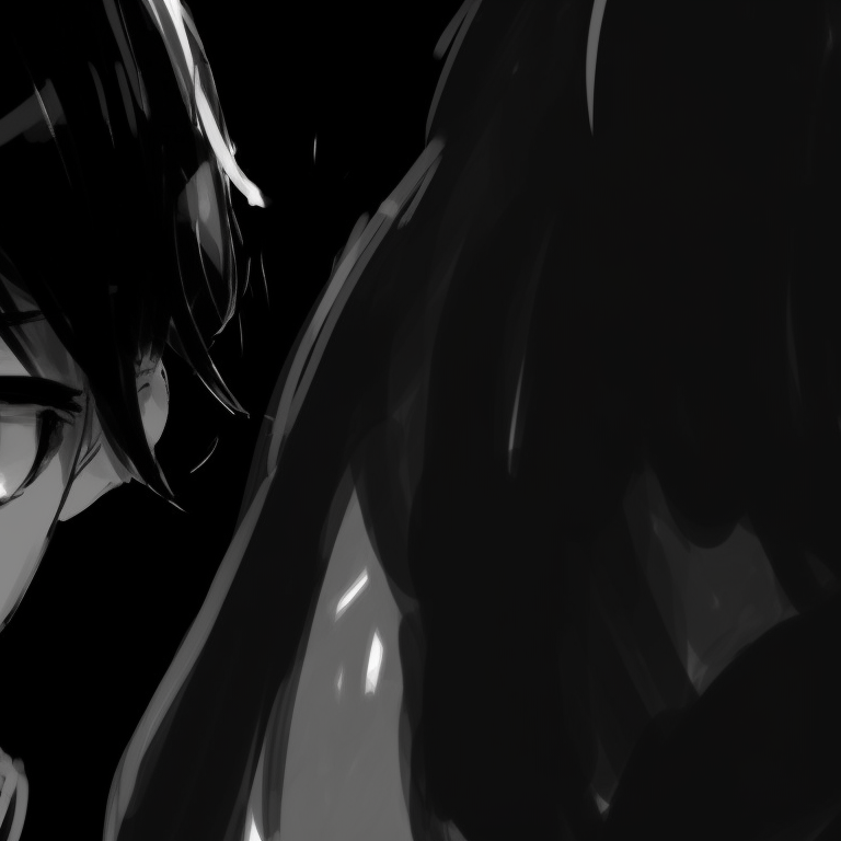 Two characters in a quiet scene, subtle use of grayscale, deep in thought. black and white matching pfp ideas pfp for discord.