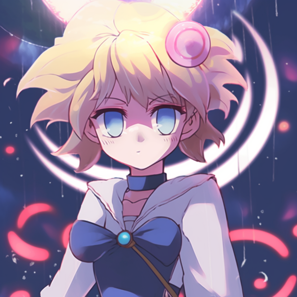 Radiant Sailor Moon, emphasized by illustrious starry background and luminous color palette. top animated pfp makers