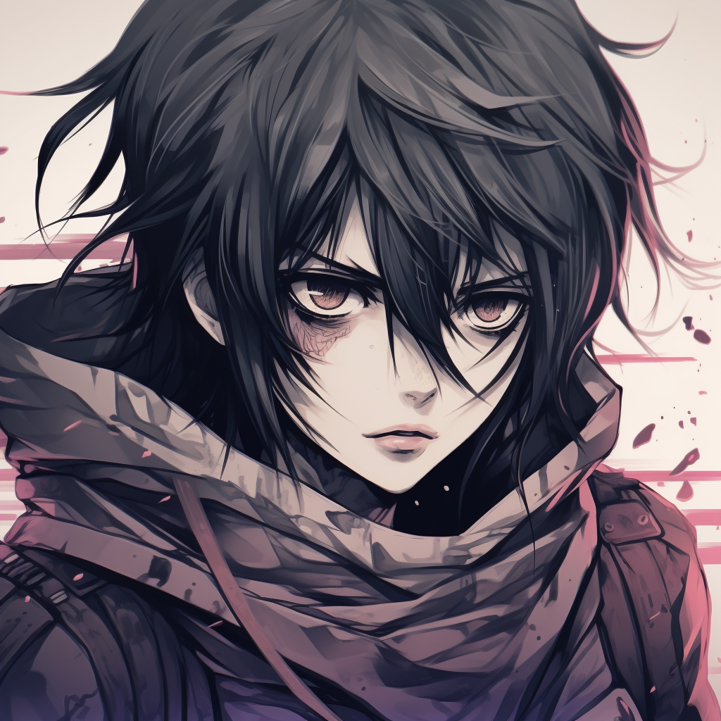 Stoic pose of Mikasa ready for battle, intricate details and muted colors. cool anime pfp for girlsHD, free download