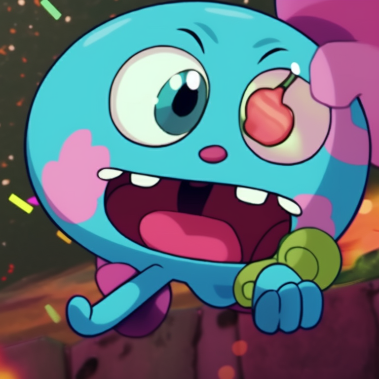 Two characters, Gumball and Darwin, laughing against a colorful and whimsical backdrop. gumball and darwin show pfp pfp for discord.