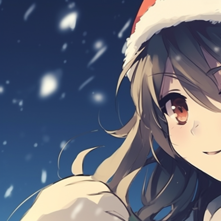 Characters, vibrant colors and dynamic expressions, riding a sleigh with jingle bells. cute girl and boy matching christmas pfp pfp for discord.