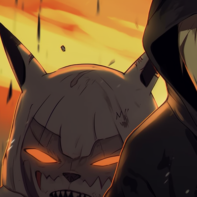 Denji as a warlock and Power as a sorceress, both wielding staffs with glowing tips, set against an indigo night backdrop. matching pfp halloween theme with denji and power pfp for discord.