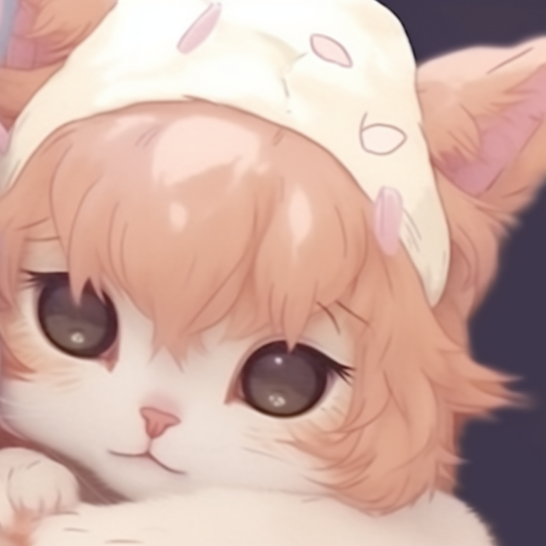 Two animated characters in playful cat disguises, with sparkling eyes and joyful expressions. cute cat matching pfp styles pfp for discord.