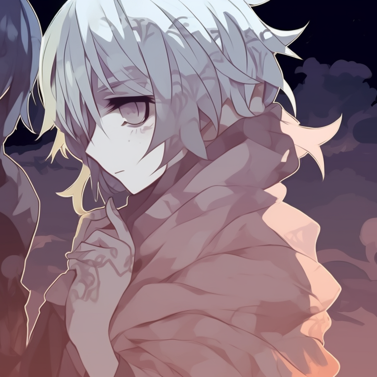 Two characters in orange and white attire representing candy corn, displaying playful facets animated halloween matching couple profile island pfp for discord.