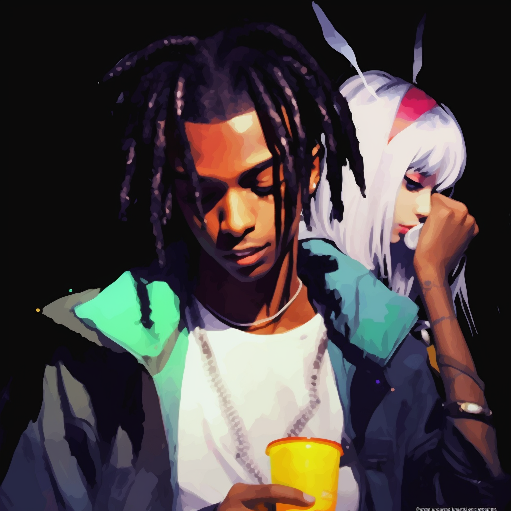 Carti demonstrating mystical powers, intense energy lines and vivid colors. playboi carti in anime art style