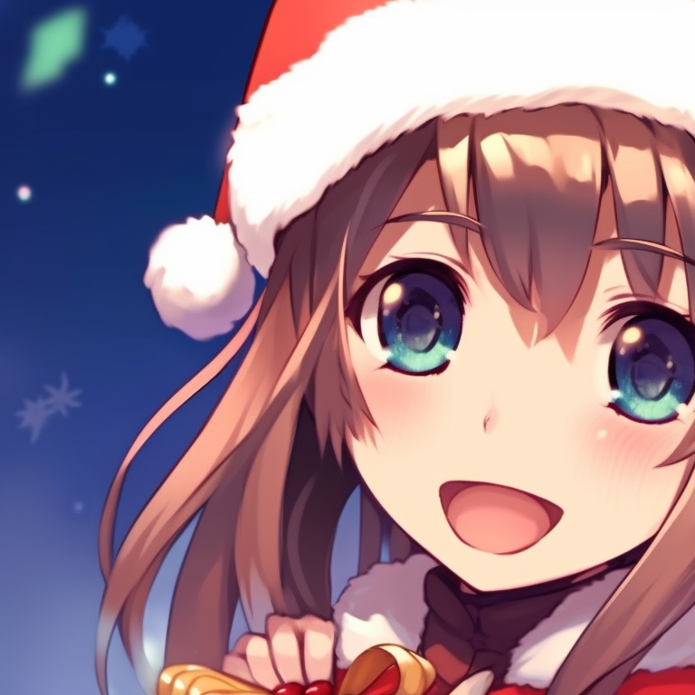 Characters under a mistletoe, soft colors and romantic vibes, gazing into each other's eyes. cute girl and boy matching christmas pfp pfp for discord.