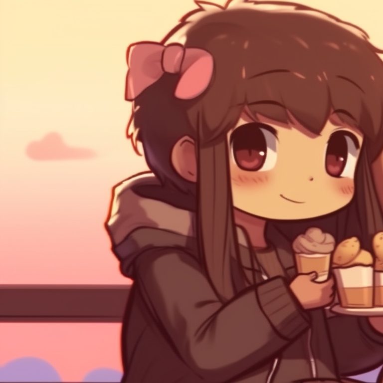 A pair of characters sharing a loving glance, gentle smiles, soft lighting. milk and mocha pfp combinations pfp for discord.