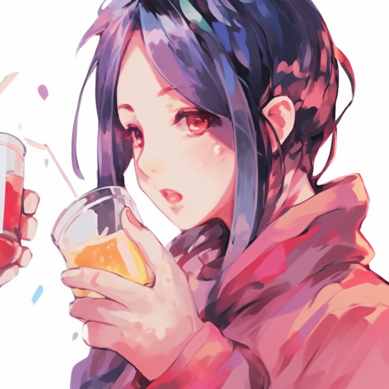 Two contrasting characters, gentle touch and unified by small details. synchronized anime icons for 2 friends pfp for discord.