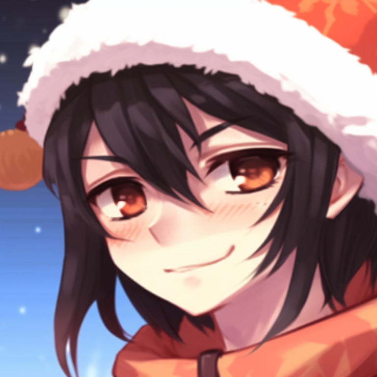 Hu Tao exchanging gifts with another character, detailed Christmas themes and warm color tones. top matching hu tao christmas pfp pfp for discord.