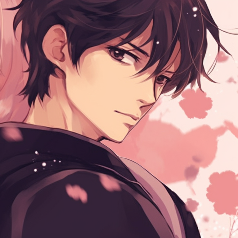 Two characters, silhouettes backlit by sunset, warm and rich colors. endearing matching couple pfp pfp for discord.