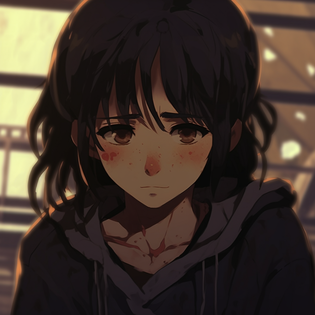 Anime girl with tearful eyes, concentrating on the emotional display. sad pfp anime girl styles