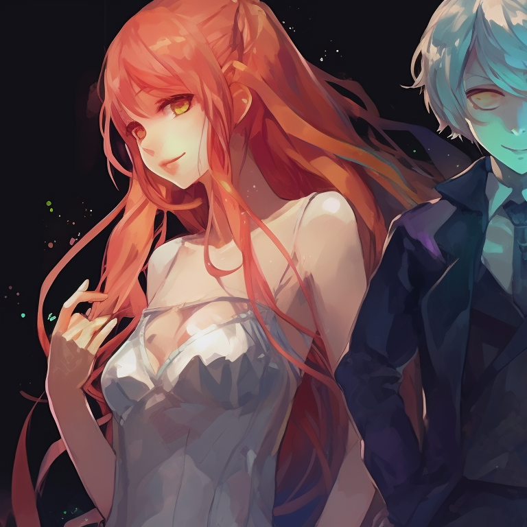 Close up of four characters, detailed expressions and intense stares. unique matching pfp for 4 friends pfp for discord.