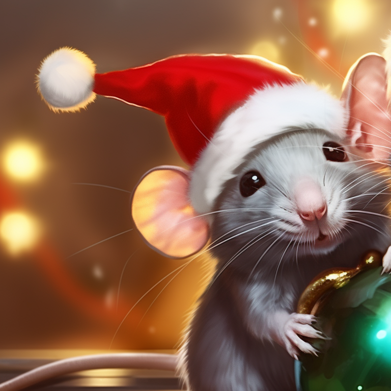 Two rat characters distinctly expressing joy, bright, and festive colors. jolly rat matching christmas pfp pfp for discord.