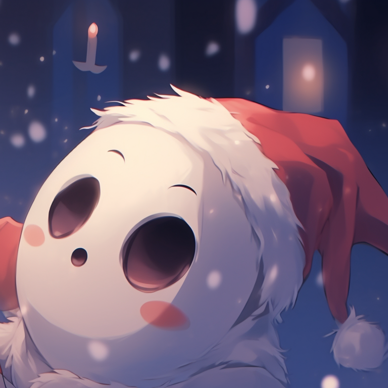 Two ghost characters under a mistletoe, gentle brushwork and pastel colors. matching christmas pfp ghost illustrations pfp for discord.