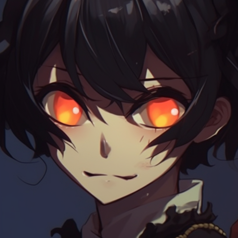 Two characters with ghoulish features, dark tones and haunting expressions. creepy halloween pfp matching pfp for discord.