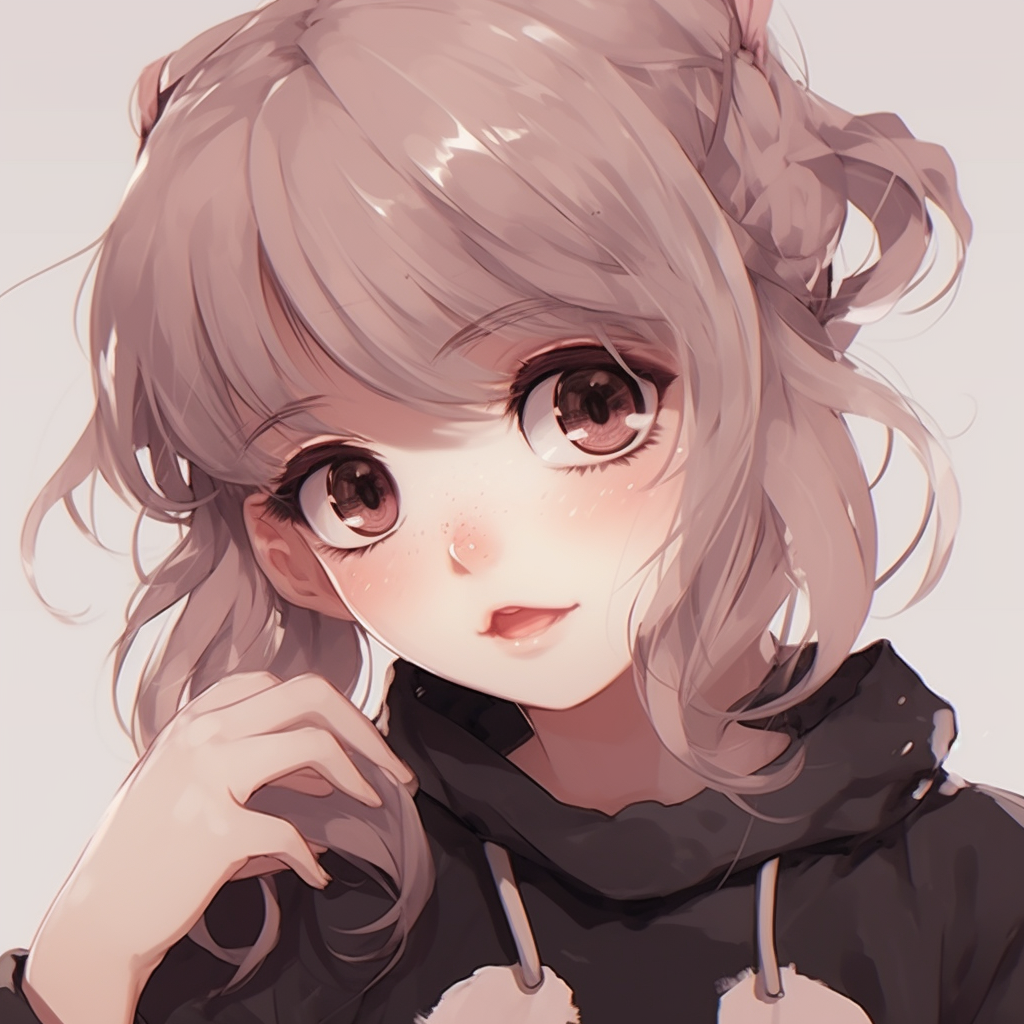 Side profile of an anime egirl in pastel shades, providing a visual focus on her distinctive hairstyle and delicate facial features. trendy egirl anime pfp pfp for discord.