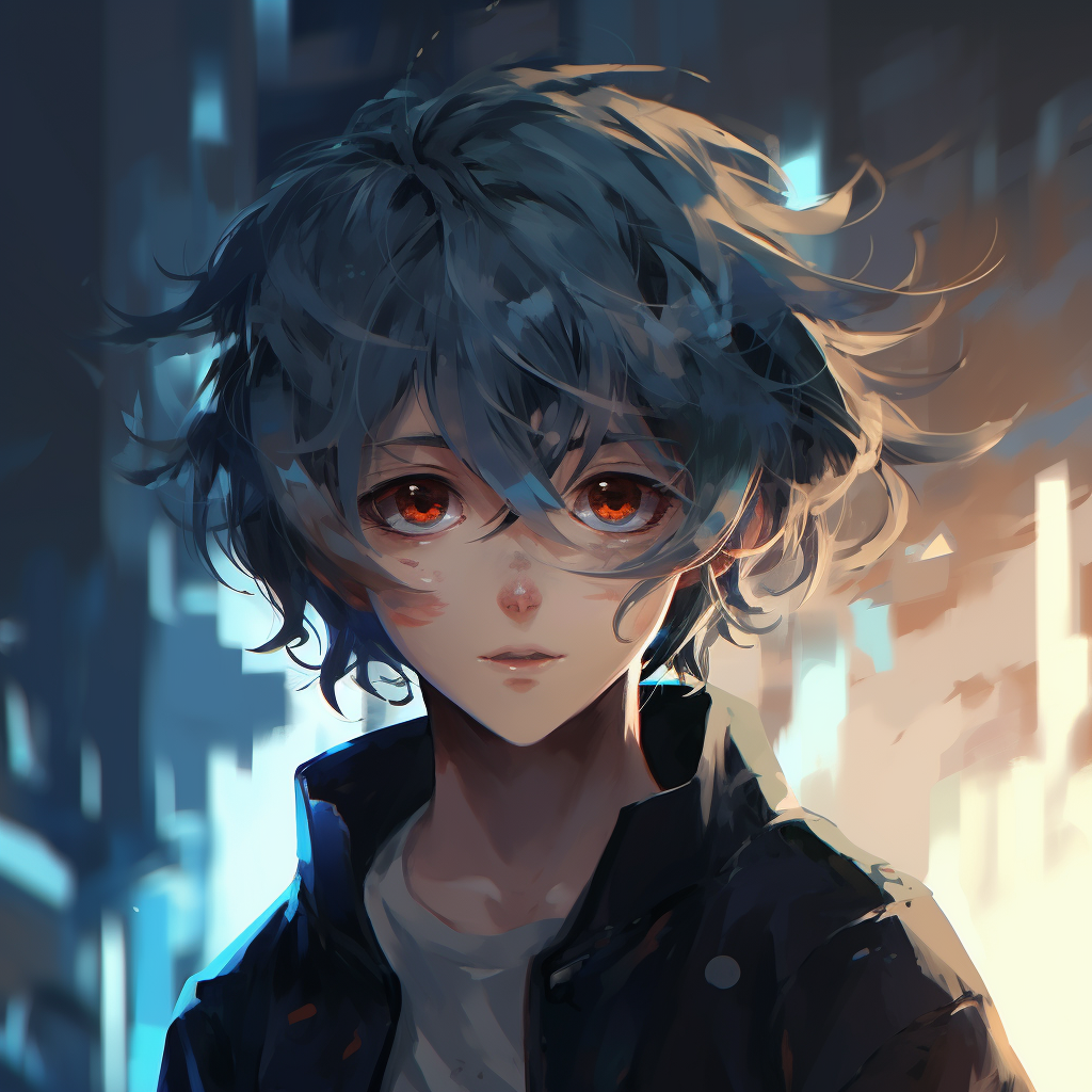 Anime boy profile in moonlight, contrast between shadows and highlights with cool, muted tones. 4k anime boy profile picture